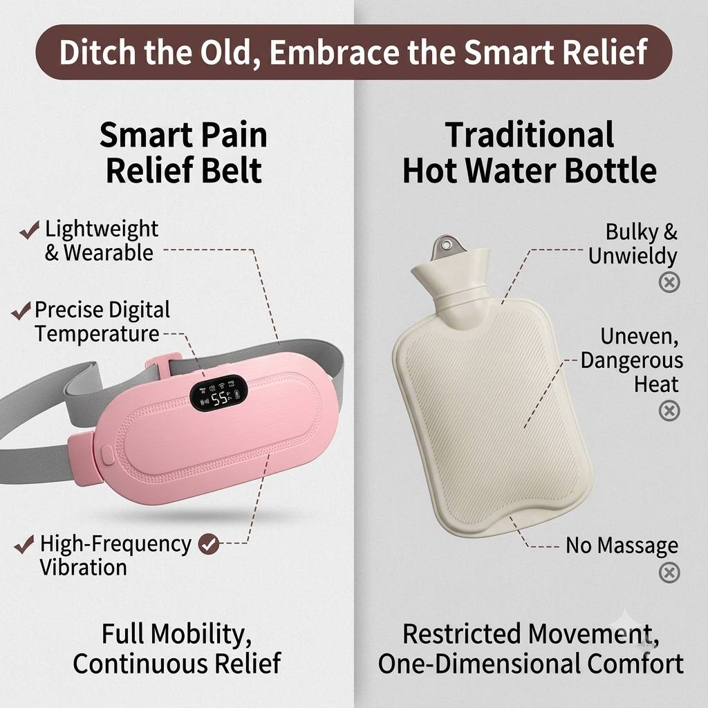 Smart Period Pain Relief Heating Belt with Heat & Vibration Massage | USB Rechargeable