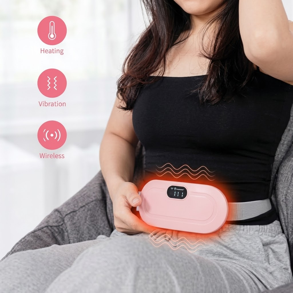 Smart Period Pain Relief Heating Belt with Heat & Vibration Massage | USB Rechargeable