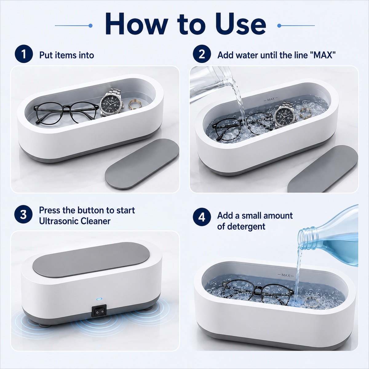 Portable Ultrasonic Jewelry & Glasses Cleaner – Deep Cleaning Machine