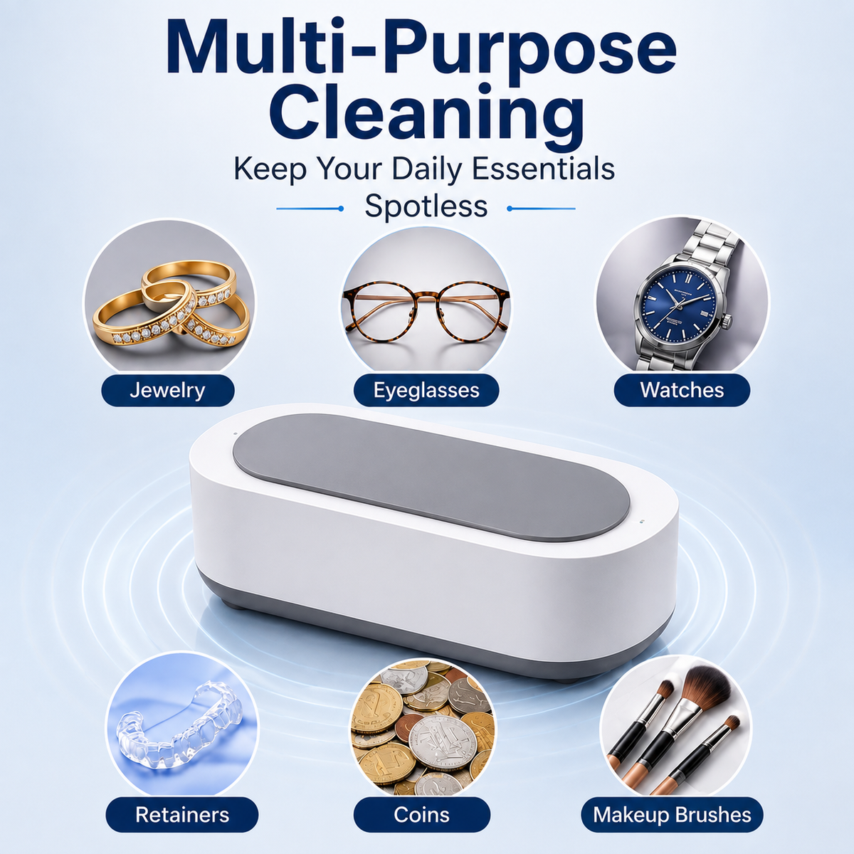Portable Ultrasonic Jewelry & Glasses Cleaner – Deep Cleaning Machine