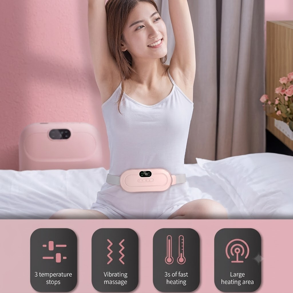 Smart Period Pain Relief Heating Belt with Heat & Vibration Massage | USB Rechargeable